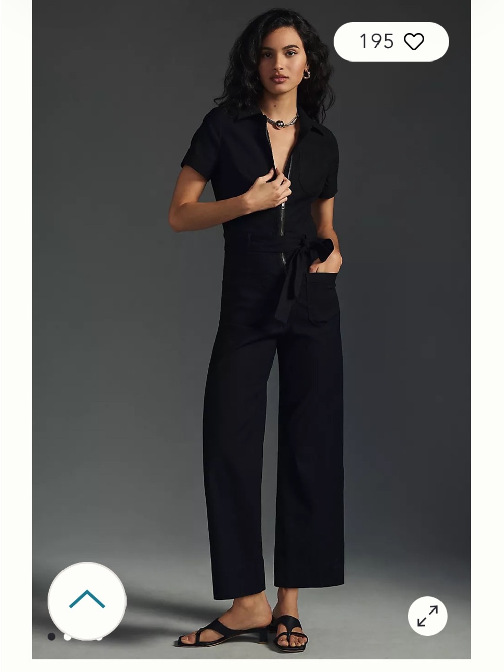 Maeve Colette Green Short-Sleeve Zip-Front Jumpsuit with Tie Waist